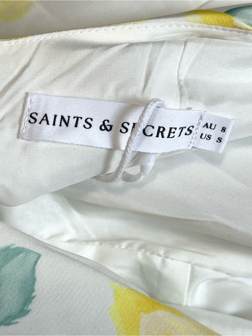 Saint & Secrets Sleeveless White Mini Dress with Yellow Floral Print - Picture 2 of 13